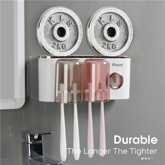 Toothbrush Holders Bathroom Decor with Toothpaste Dispenser - Picture 5 of 7